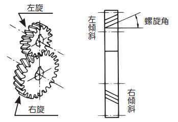 齿线相对于轴倾斜成一定角度 齿线相对于轴倾斜成一定角度