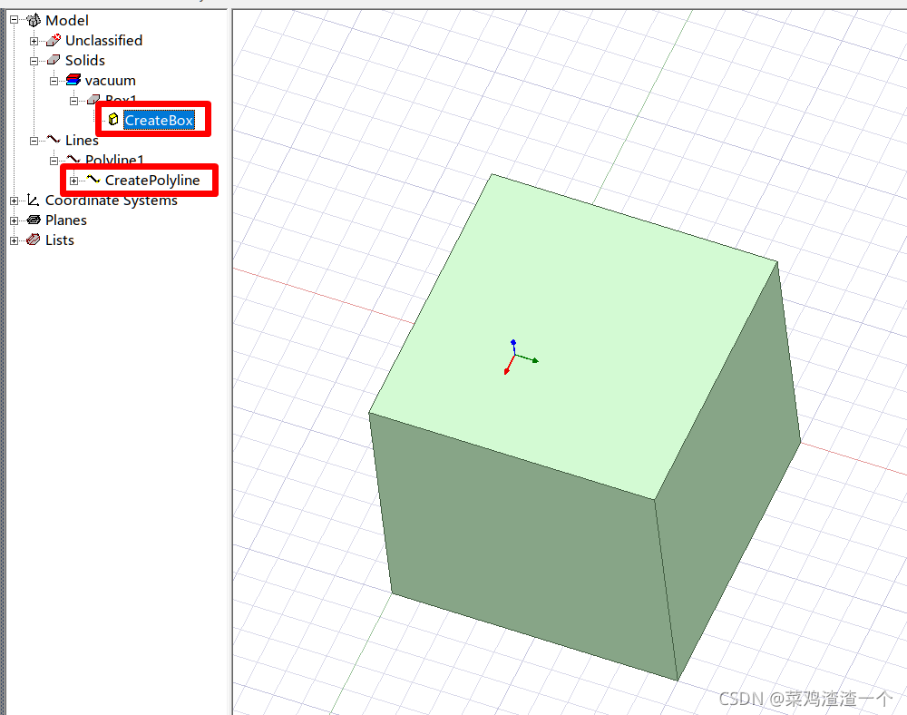  工程树中的 CreateBox / CreatePolyline 
